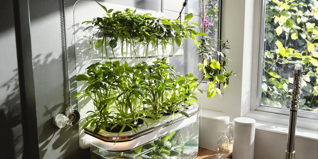 Huerto vertical hidropónico con hierbas andinas.