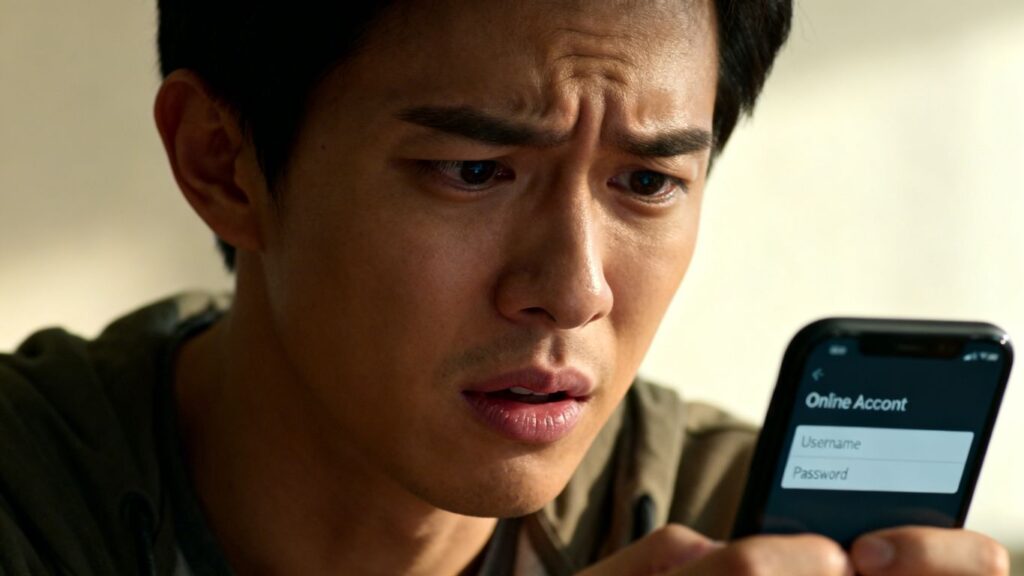 Persona preocupada con teléfono móvil y cuenta Infonavit.