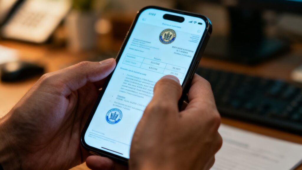 Persona descargando constancia de semanas cotizadas IMSS en celular.