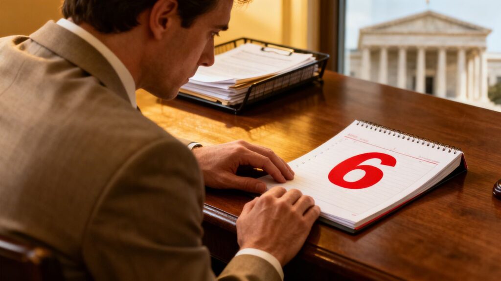 Persona pensando en deudas y el tiempo de 6 años.