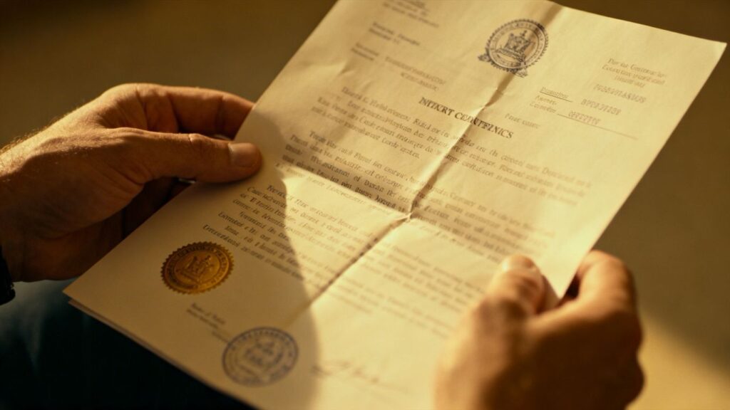 Persona sosteniendo documento oficial con RFC y CURP.