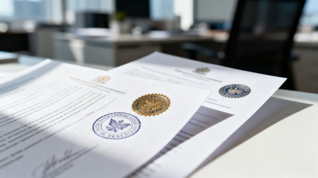 Documentos fiscales y cédula profesional para el trabajo.