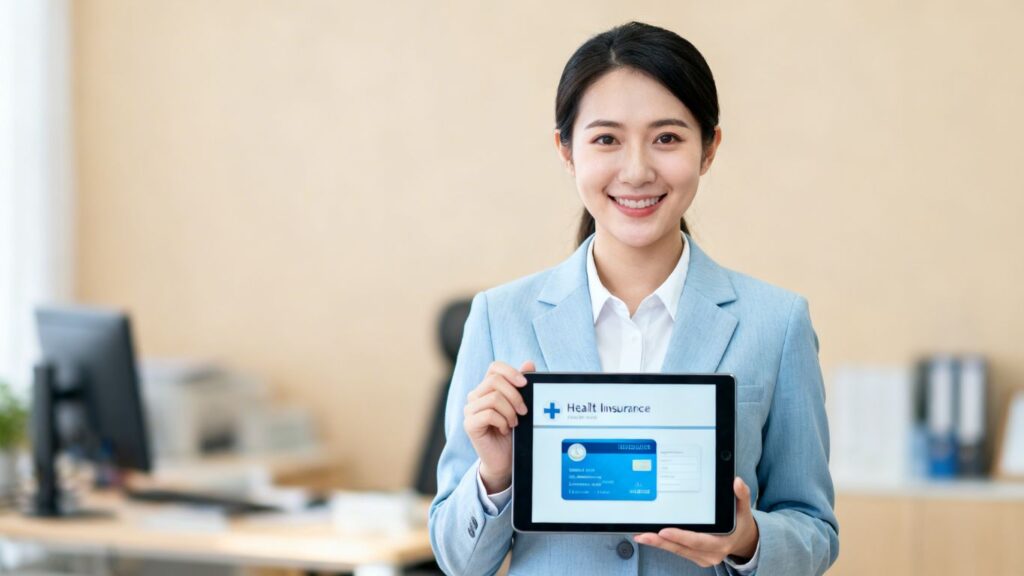 Trabajador independiente con seguro médico y cotización.