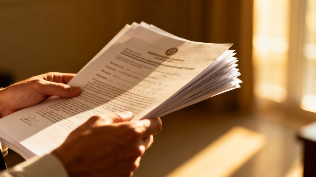 Manos revisando documentos del IMSS para cotizaciones.