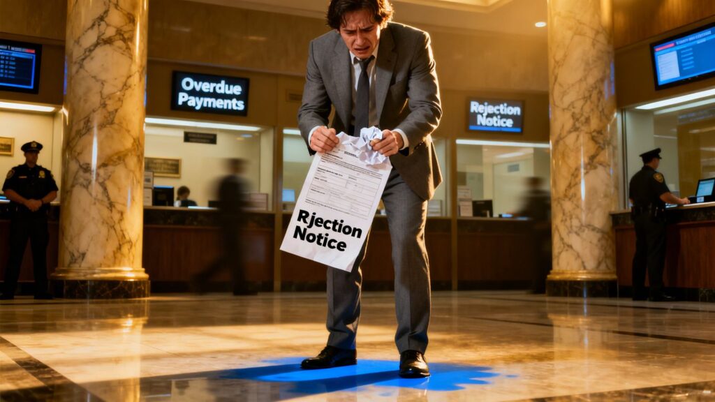 Persona preocupada con solicitud de préstamo.