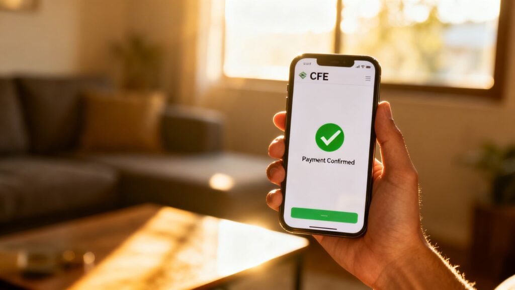 Pago de recibo CFE en línea desde un celular.